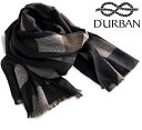 D 039 URBAN【ダーバン】定価19,800円（税込）◆50％OFF◆イタリア製 ストールマフラーチェック×ストライプ柄ブラウン系