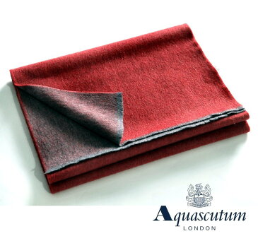 Aquascutum【アクアスキュータム】定価44,000円（税込）◆20％OFF◆イタリア製　カシミヤ100％カシミヤマフラーバイカラー　レッド×グレー