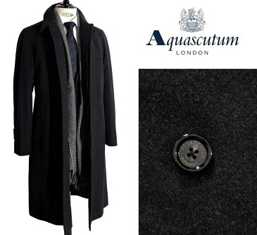 Aquascutum【アクアスキュータム】定価330,000円（税込）◆40％OFF◆日本製カシミヤ100％ステンカラーコートダークグレー