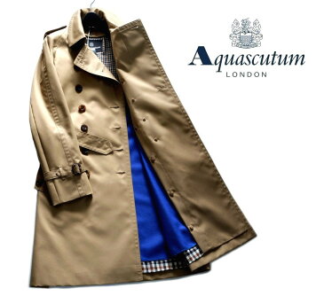 Aquascutum【アクアスキュータム】日本製レディーストレンチコート脱着可能ウールライナー付きハニーベージュ