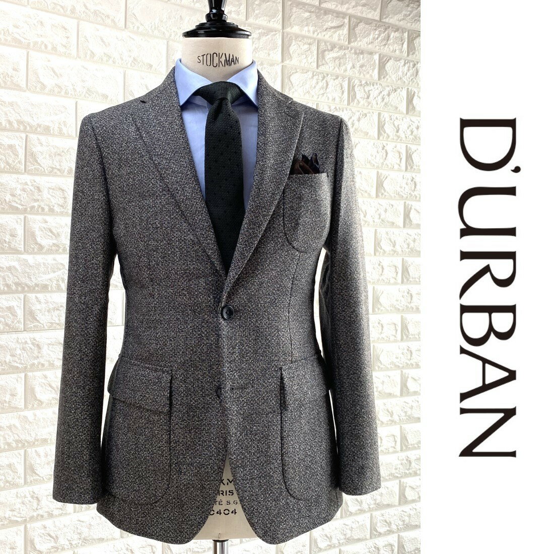 D'URBAN【ダーバン】日本製ウールジャケットブラウン×グレー×グリーン系総柄