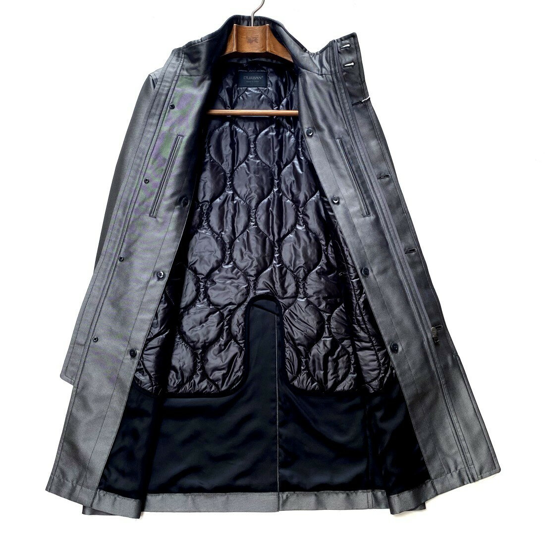 魅力的な D Urban ダーバン J Quality 日本の技術と美意識の証 日本製脱着可能ライナー付き桐生産素材スタンドカラーコートシルク混ポリエステルグレー Toto Noel Skyluxeroofing Com