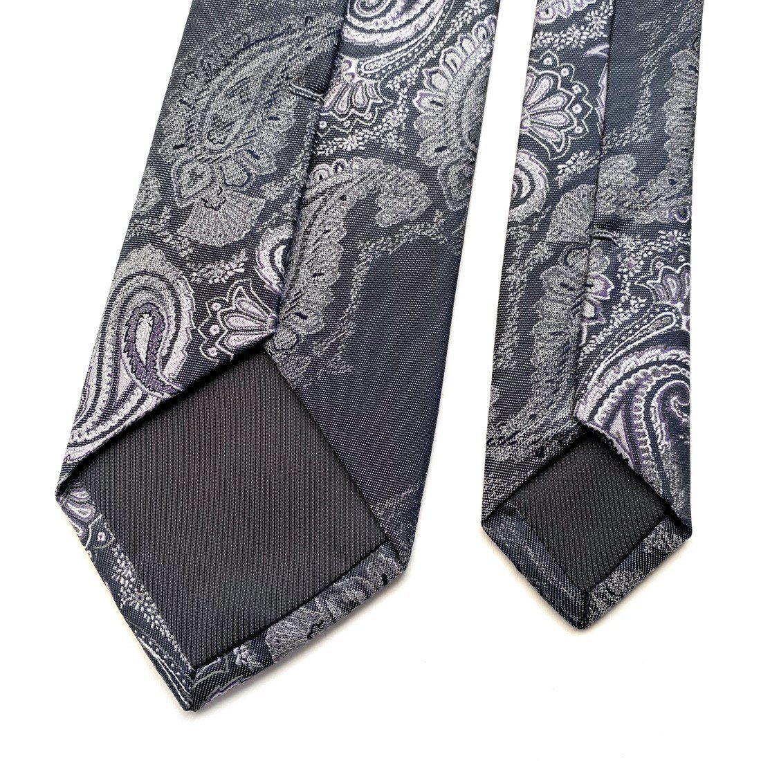 D'URBAN【ダーバン】日本製シルクネクタイ絹100％　ペイズリー柄グレー系