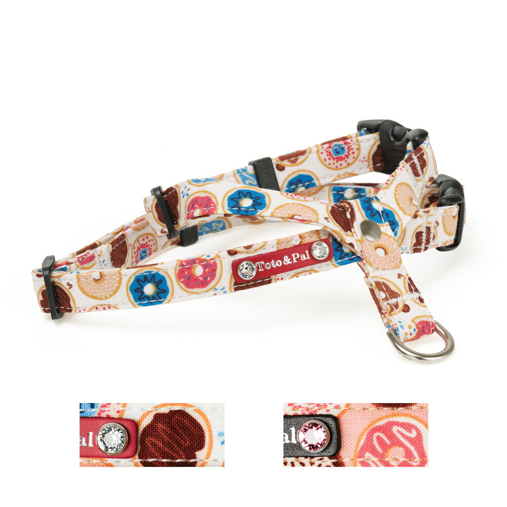 ◆素材◆ ＜本体＞綿100% ＜付属＞牛革・クリスタルポイント ◆サイズ◆ ＜幅＞10mm ＜首まわり＞18〜28cm ＜胴まわり＞28〜36cm ■□■サイズバリエーション■□■ドーナツ 首入れハーネス 　▼他のサイズのページへクリックで移動します ■□■ドーナツシリーズ関連商品■□■