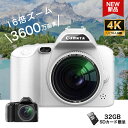 \1年保証/デジタルカメラ デジカメ 安い 新品 ビデオカメラ 4K 3600万画素 IRナイトビジョン 16倍ズーム 電子手ブレ補正 F=2.7大絞りDVビデ...