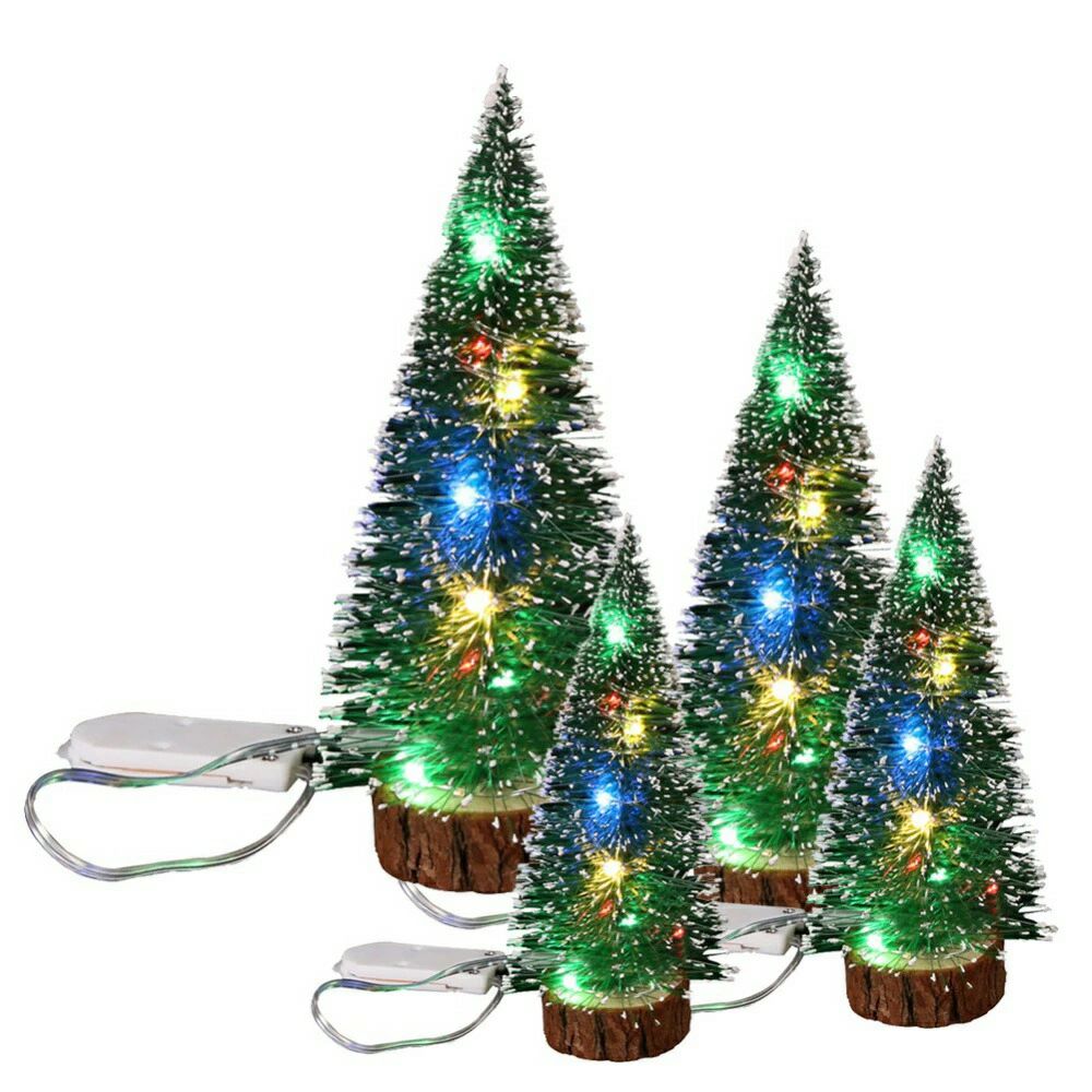 Rakuten - LEDライト付きミニ人工クリスマスツリー、デスクトップオーナメント、パインニードルツリー、グリーンシダー、フェスティバルデコレーション、クリスマスツリーギフト、装飾