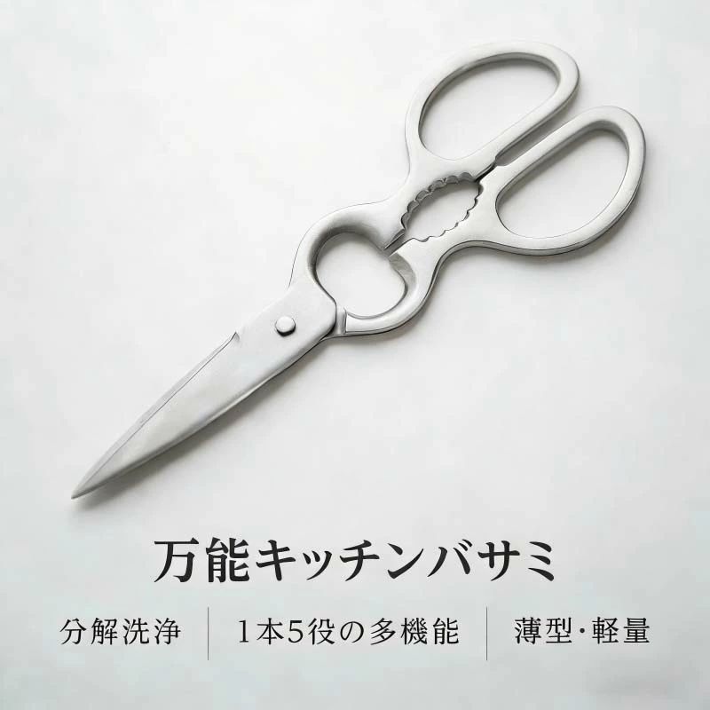 Rakuten - キッチンバサミ はさみ 食洗器対応 分解して洗える 鋭い切れ味 キッチンはさみ ステンレス製 栓抜き 蓋開け 缶開け 多機能 お手入れ簡単 握りやすい 料理ハサミ 調理用 家庭用 レストラン用 料理用 ハサミ