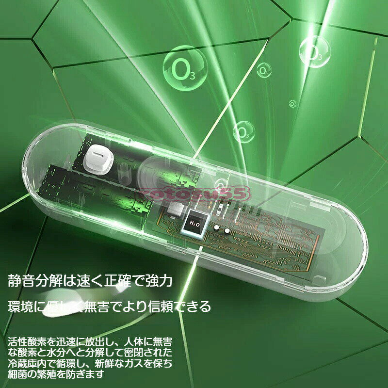 totocoの【2026新品】冷蔵庫用脱臭除菌器 オゾン浄化 緑膿菌殺菌率 99.7% 消臭・鮮度保持・抗菌保存 2 段階モード 30 日連続稼働 USB 充電式 消耗品不要 -20℃対応 小型軽量 冷蔵庫・冷凍庫・靴箱・車内・クローゼット等多用途 食品の鮮度を長持ち 臭い移り防止 家族の食卓を守る｜アングル3