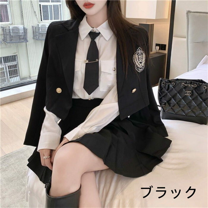 入学式 卒業式 スーツ レディース 女の子 フォーマルスーツ JK制服 コスプレ衣装 制服 スーツセット 4点セット 2点セット セットアップ 上下セット 子供スーツ ジャケット 白シャツ プリーツスカート ネクタイ ワッペン 大きいサイズ おしゃれ ジュニア 発表会 入学式スーツ