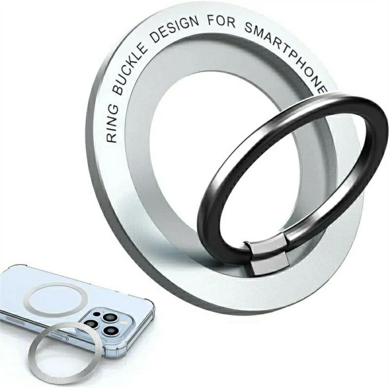スマホリング MagSafe 携帯リング 360度回転 強力マグネット 薄型 携帯ホルダー 丸型 磁石付き 金属リングサポート リングホルダー スマホ落下防止 金属製 スマホマグネットリングサポート 角度調整可能 安定した片手操作 iPhone Androidアクセサリー (シルバー)