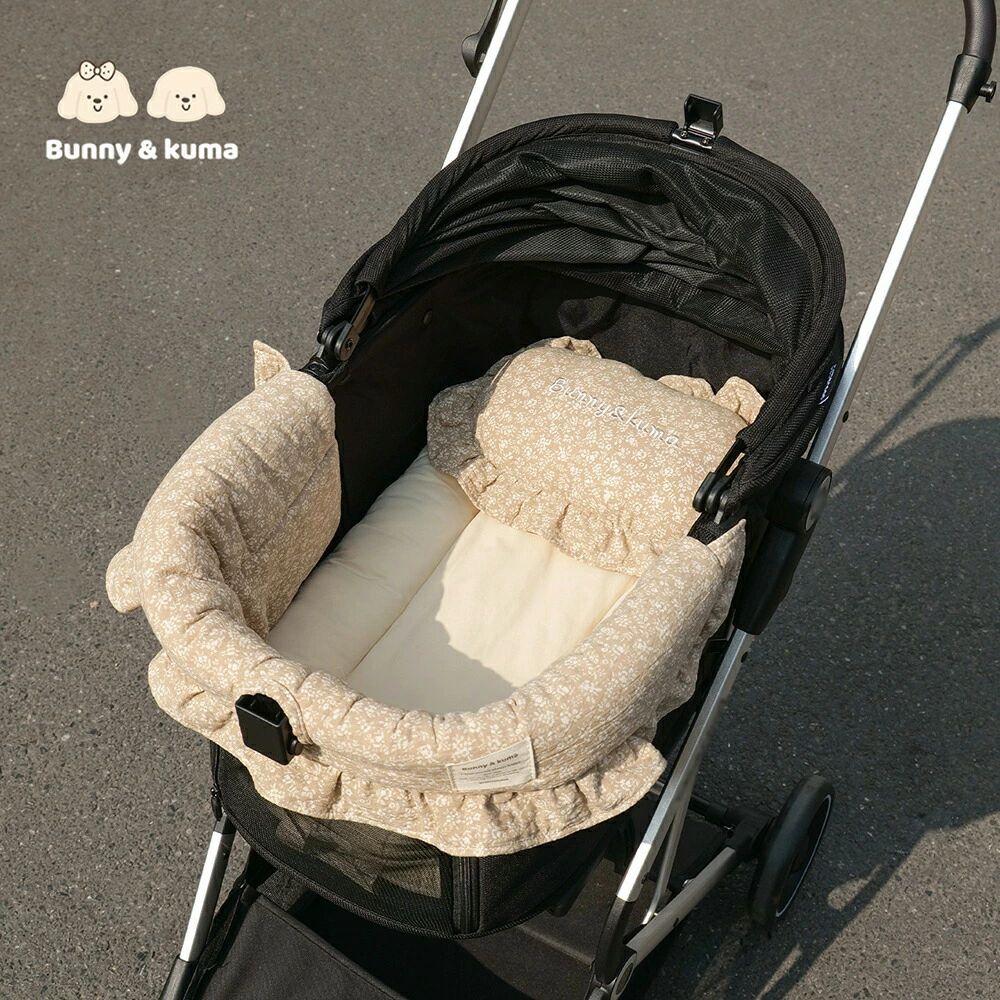 totocoの犬 猫 ベット ペットカー用 接触冷感 ペットマット クッション 冷涼 夏 暑さ 対策 兼用マット 寝袋 小型犬 コットン ペットカートカバー あごのせクッション マット 枕 取り付け取り外し｜アングル3