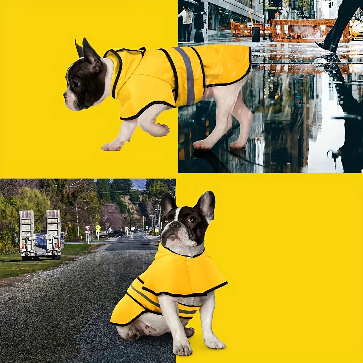 犬用レインコート（防水・フード付き・小型～中型犬対応） 雨の日のお散歩をもっと快適にする、防水性抜群の犬用レインコートです。 フード付きで愛犬をしっかりガード。小型犬から中型犬まで選べる多彩なサイズ展開です。 ここがポイント ■ 防水仕様で雨の日も快適 しっかりとした防水加工で、雨の日のお散歩でも愛犬を雨から守ります。突然の雨にも安心です。 ■ フード付きデザイン 頭までしっかりカバーするフード付き。雨の跳ね返りから愛犬の頭や耳を守ります。 ■ お散歩やお出かけに最適 梅雨の季節はもちろん、ちょっとした雨の日にも活躍。お出かけや旅行にも便利な一着です。 ■ 選べる多彩なサイズ展開 お手持ちのサイズ計測をもとに、M～3XLまでお選びいただけます。小型犬から中型犬まで幅広く対応します。 サイズ選びのポイント お買い求め前に、愛犬の以下のサイズを測ってご確認ください。 首周り：首の根元の太さ 腹囲：胴回りの一番太い部分 背丈：首の付け根から尻尾の付け根までの長さ サイズ表をご参照の上、適切なサイズをお選びください。 サイズ表 サイズ 首周り（cm） 腹囲（cm） 背丈（cm） 体重（kg） M 40-61 29 36 4.5-5.9 L 45-65 35 42 5.4-6.8 XL 50-71 38 48 6.8-13.6 XXL 60-83 42 54 13.6-27.2 3XL 61-96 47 60 24.9-40.8 こんなワンちゃんにおすすめ 雨の日のお散歩が好きなワンちゃん 梅雨の季節に備えたい飼い主様 外出時にも使えるおしゃれなレインウェアをお探しの方 小型犬・中型犬を飼っているご家庭 ご注意 サイズは手動測定のため、0.5～1cm（1～3cm）の誤差が生じる場合があります。目安としてお考えください。 着用感には個体差があります。サイズ表を参考に、愛犬に合ったサイズをお選びください。 製品改良により仕様やデザインが予告なく変更される場合があります。 お使いのモニター環境により、画像と実際の色味が異なる場合がございます。 犬用レインコート / レインウェア / ドッグウェア / カッパ / 合羽 / 犬の服 / 雨服 / フード付き / 小型犬 / 中型犬 / 防水 / お散歩 / お出掛け / 梅雨対策 / 犬用品 / ペット用品