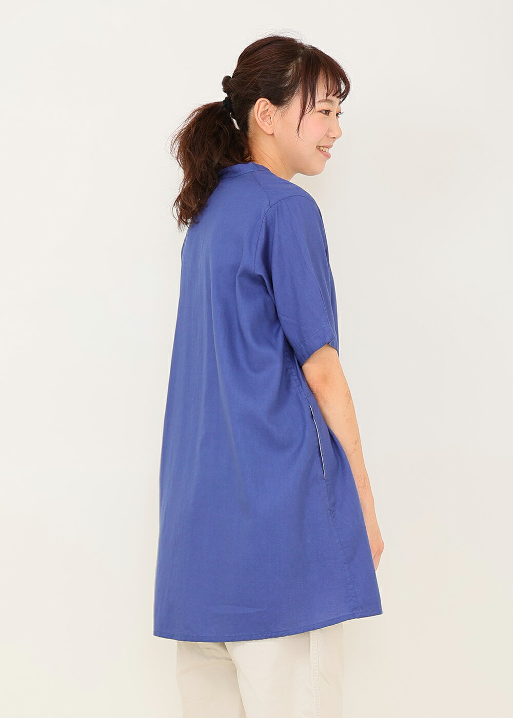 コットンリネン 綾フレアー半袖