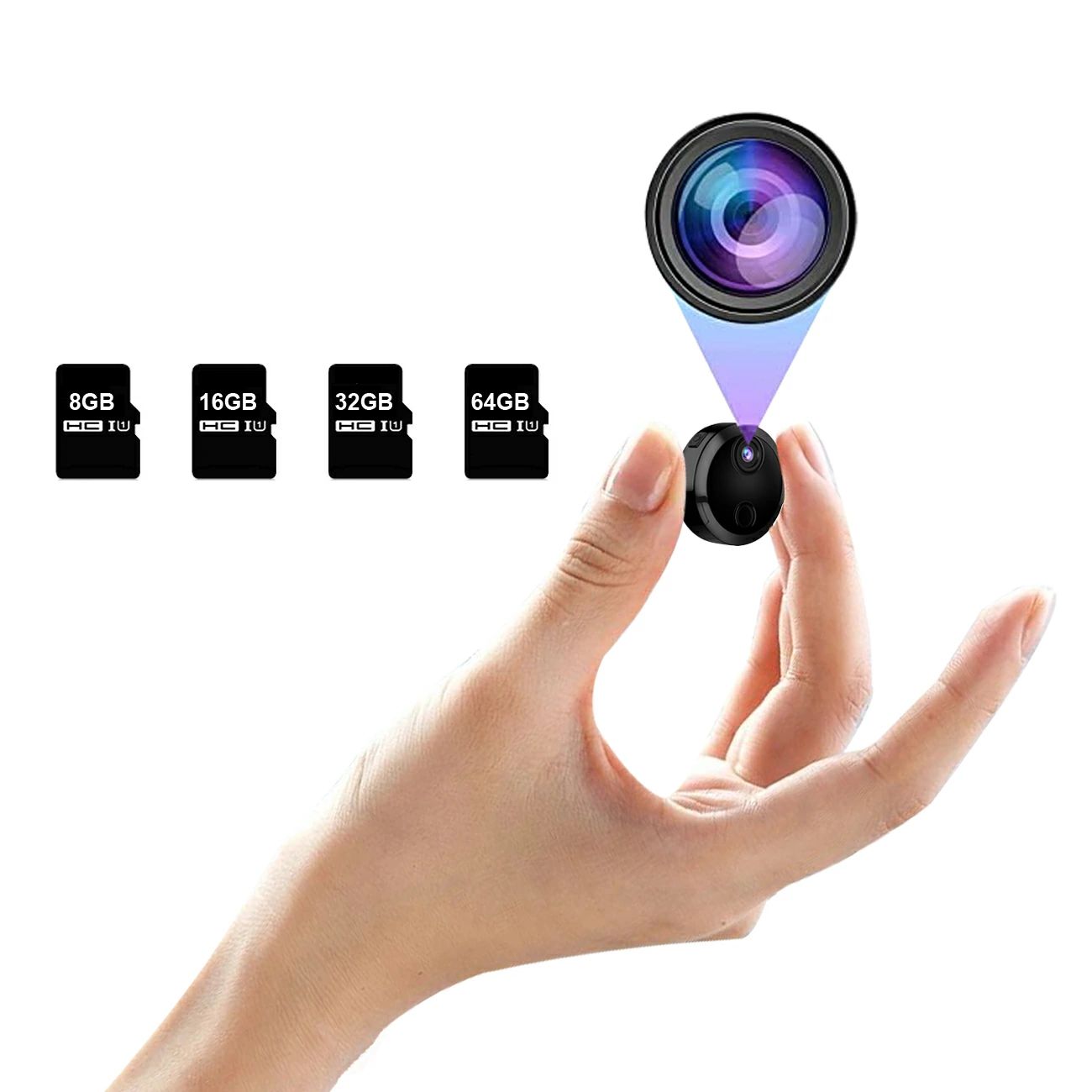 小型カメラ HD1080p 360° 遠隔監視 動体検知 暗視機能 赤外線撮影 動画再生　アプリ保存　3.5時間のバッテリー寿命 防犯カメラ 室内 屋外 USB充電 IOS/Android対応"