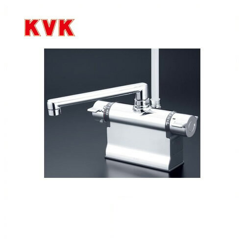 [KF3011T]KVK 浴室水栓 シャワー水栓 サーモスタットシャワー金具 デッキ形（台付き） 190mmパイプ仕様 逆止弁 可変ピッチ式 取付穴径（mm）：...
