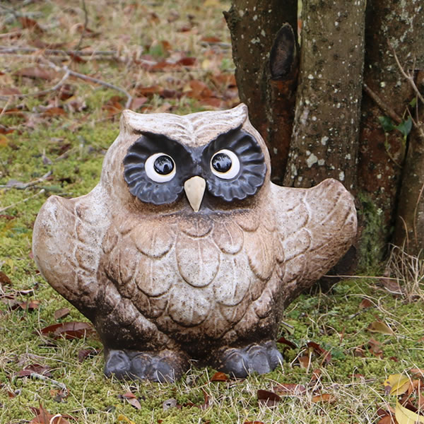【ブラックフライデー限定15%OFFクーポン配布中】10号羽ばたきふくろう(粉引き)!信楽焼 梟 ふくろう置物 陶器フクロウ 信楽焼き フクロウ置物 ふくろう しがらきやき 陶器 やきもの 縁起物 ギフト[fu-0060]