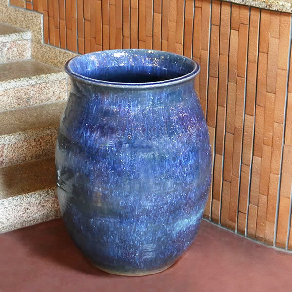 大壷 信楽焼 つぼ 大ツボ 陶器 つぼ 花瓶 しがらき焼き 大きい ツボ やきもの 玄関 和風 花入れ 花器 青色 大型 特大 ha-0214