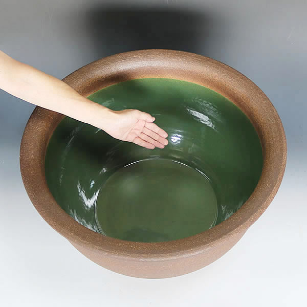 スイレン鉢 大型 陶器水鉢 信楽焼 水鉢 鉢 金魚鉢 めだか鉢 すいれん鉢 メダカ鉢 ハス鉢 大きい鉢 しがらき 睡蓮鉢 和風 20号ケズリ鈴型水鉢 ［su-0046］