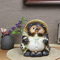 信楽焼5号福たぬき！信楽焼たぬき縁起物タヌキ/陶器タヌキ/たぬき置物/やきもの/しがらきやき/焼き物/狸/タヌキ/信楽/たぬき［ta-0070］