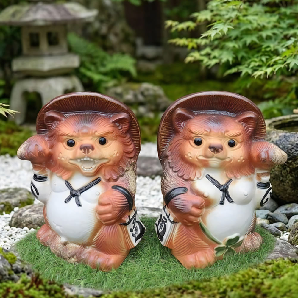 信楽焼　魔除け狸　シーサー狸　(2匹セット)狸　タヌキ　たぬき 楽天市場】シーサー狸の通販