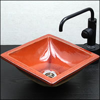 【38時間限定15%OFFクーポン】信楽焼正角(赤)手洗い鉢！飽きのこない洗面鉢！お洒落な洗面器 手洗器 手洗鉢 洗面ボール 洗面シンク 陶器 洗面台 手洗い鉢 洗面ボウル 洗面陶器 やきもの 和風【tm-1050】