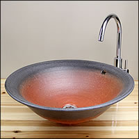 【20%OFFクーポン事前配布中】信楽焼鉄赤特大手洗い鉢！オーバーフロータイプ！飽きのこない洗面鉢！お洒落な洗面器 手洗器 手洗鉢 洗面ボール 洗面シンク 陶器 洗面台 手洗い鉢 洗面ボール 洗面陶器 やきもの 和風【tr-6024】 スーパーSALE スーパーセール