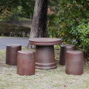 【5月1日限定11%OFFクーポン】【送料無料】20号火色斑点信楽焼ガーデンテーブル 陶器テーブル 焼き物 お庭、ベランダ用庭園セット ガーデンテーブルセット ...