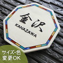 凸型 浮き彫り文字 陶器表札 八角開運九谷表札 J65 サイズ:約175×175×7mm 九谷焼五彩模様がお洒落な陶器の表札です。表札ショップ 陶板アート 川田...