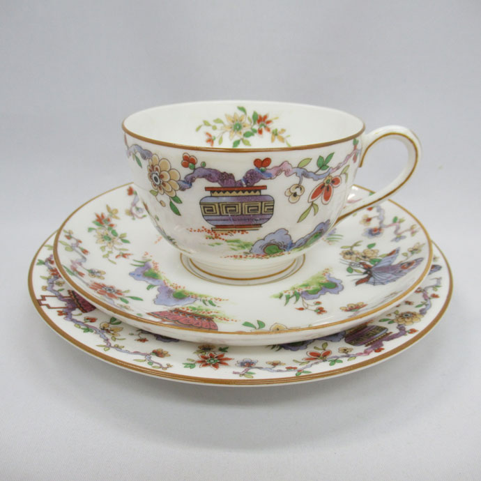 アンティーク トリオ ティーカップ&ソーサー Royal Worcester ロイヤルウースター No.608482 1934年頃 ヴィンテージ 食器 陶磁器 キッチン雑貨 テーブルウェア ティ—セット 茶器