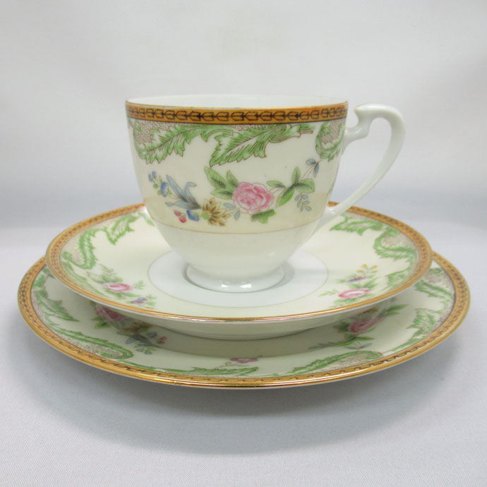 アンティーク トリオ カップ&ソーサー Noritake オールドノリタケ 英国輸出用 1911-1941年 ヴィンテージ 食器 陶磁器 キッチン雑貨 テーブルウェア ティ—セット 茶器