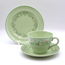 スポード ヴィンテージ トリオ ティーカップ&ソーサー Spode スポード Flemish Green フレミッシュグリーン Scroll スクロール 1949-1973年頃 アンティーク 食器 陶磁器 キッチン雑貨 テーブルウェア ティーセット 茶器