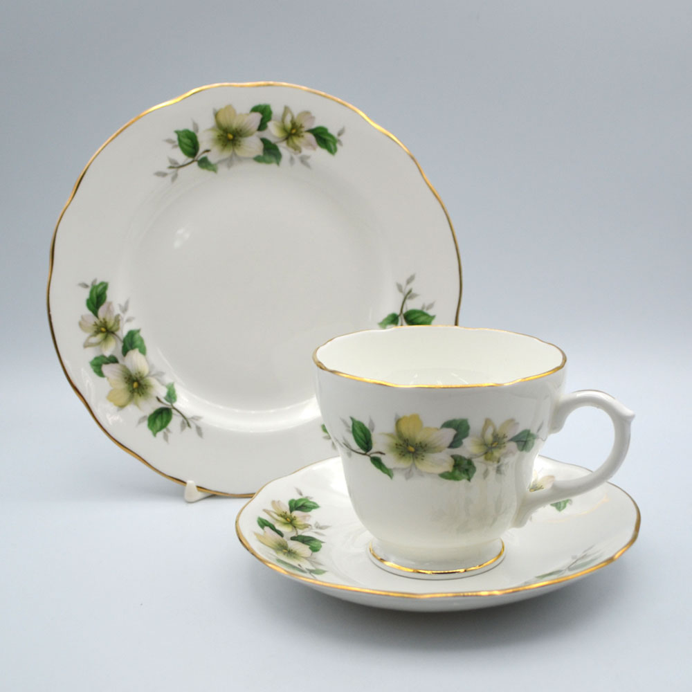 ヴィンテージ トリオ ティーカップ&ソーサー Duchess China ダッチェスチャイナ 1960-1980年 アンティーク 食器 陶磁器 キッチン雑貨 テーブルウェア ティーセット 茶器