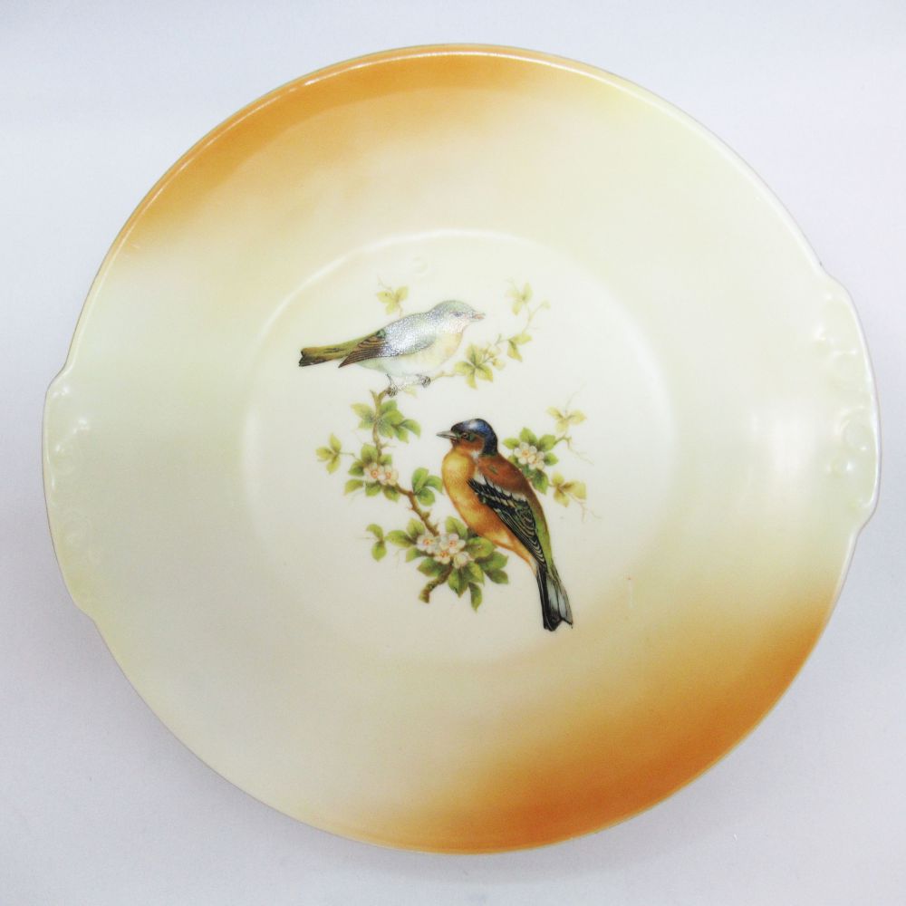 アンティーク プレート 大皿 Victoria China ヴィクトリアチャイナ 鳥柄 1918-1939年頃 チェコスロバキア ヴィンテージ 食器 陶磁器 キッチン雑貨 テーブルウェア 中皿 丸皿のサムネイル
