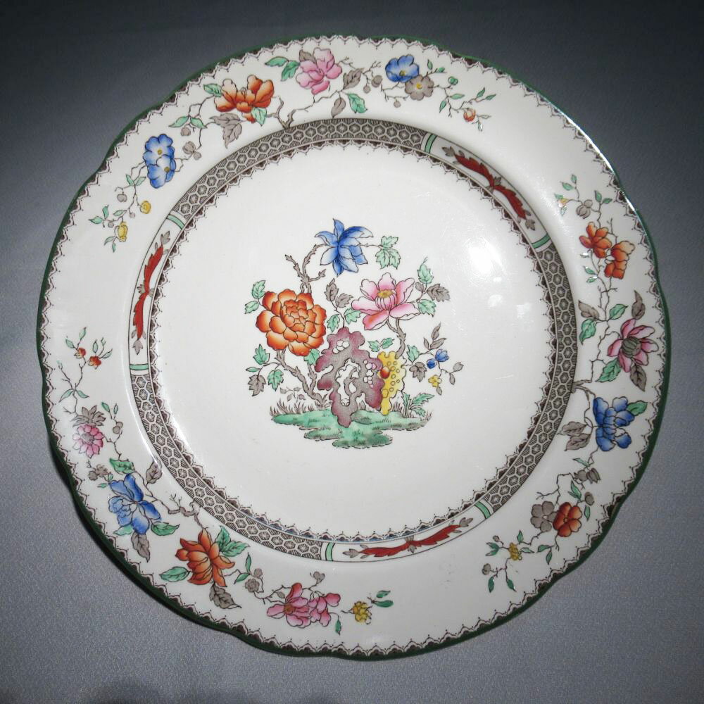 アンティーク食器 コープランド・スポード 大皿・大プレート 1913年登録一部ハンドペイント（手描き）、C・ローズ柄、美