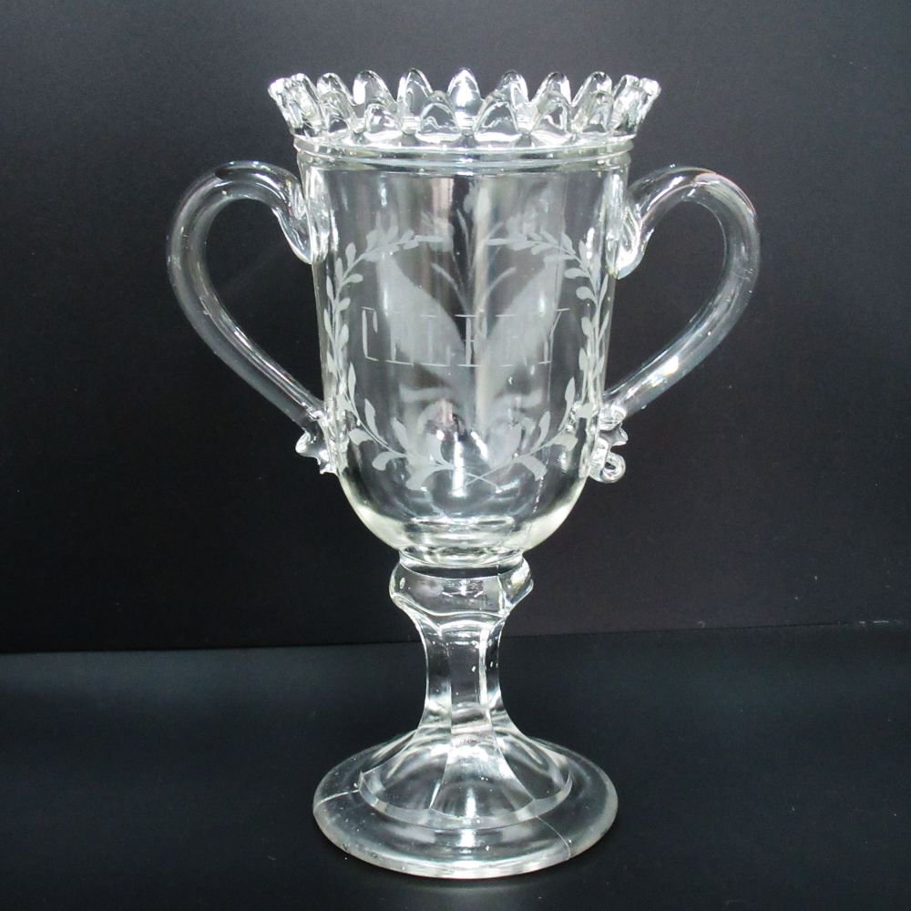 アンティーク セロリバース ダブルハンド プレスドガラス 型押しグラス ヴィンテージ キッチン インテ..