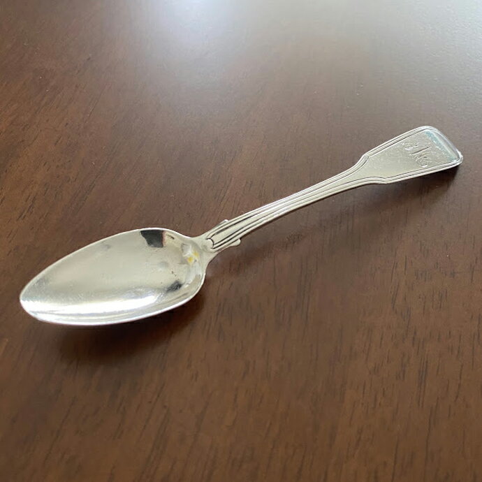 アンティーク カトラリー スターリングシルバー ティースプーン Sarah & John William Blake 1814年頃 イギリス ヴィンテージ キッチン雑貨 テーブルウェア 銀食器のサムネイル