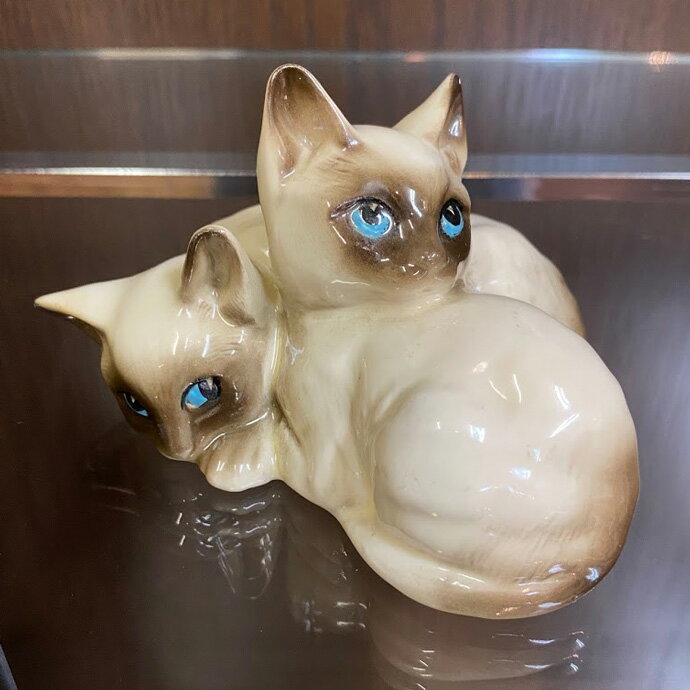 ヴィンテージ フィギュア シャム猫 ツイン Royal Doulton ロイヤルドルトン Beswick イギリス 1969年頃 アンティーク 置物 インテリア 雑貨 陶磁器 動物