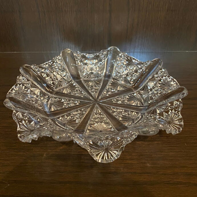 アンティーク ガラス ディッシュ George Davidson イギリス 1891年頃 ヴィンテージ 食器 キッチン雑貨 テーブルウェア 皿のサムネイル