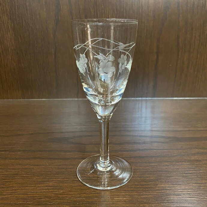 アンティーク シャンパングラス 葡萄柄 ヴィンテージ 食器 キッチン雑貨 テーブルウェア ガラス ワイン