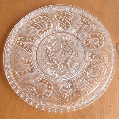 アンティーク コロネーションプレート グラッドストーン首相就任記念 1869年 ヴィンテージ 記念品 メモリアル 食器 ガラス キッチン雑貨 テーブルウェア 大皿