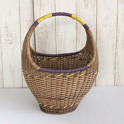 アンティーク 籐 ラタン バスケット ヴィンテージ インテリア 欧州雑貨 収納 編み籠 カゴ 持ち手