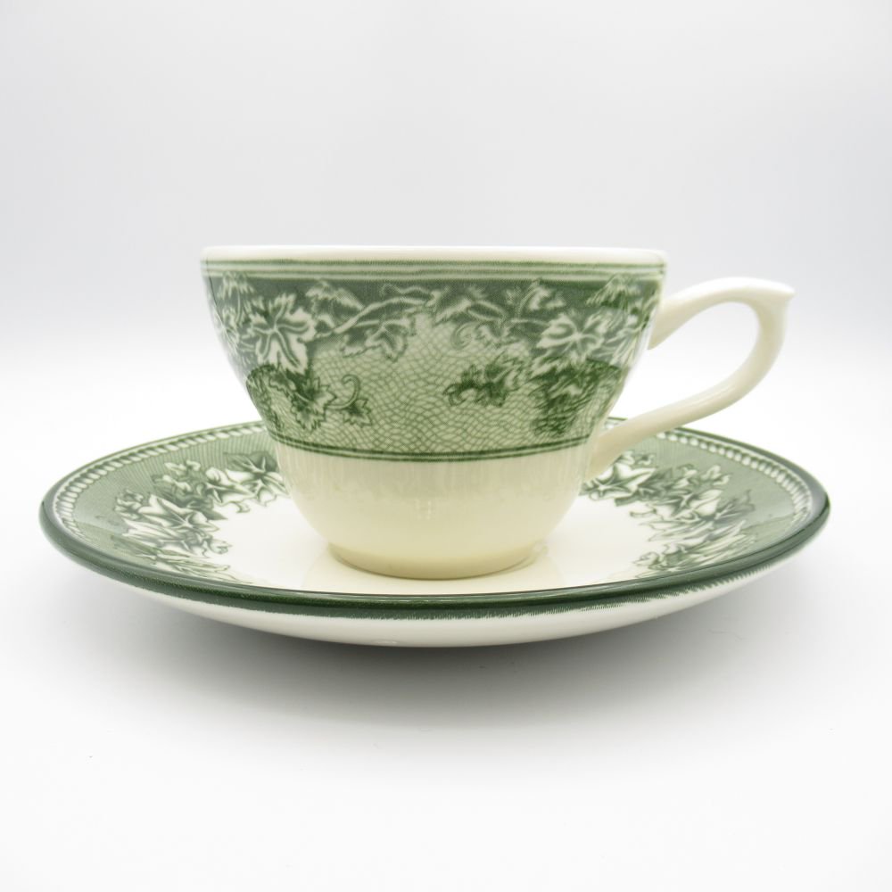 ヴィンテージ ティーカップ ソーサー Wedgwood ウェッジウッド Kent Green Vine ケントグリーンワイン Williams Sonoma ウィリアムズソノマ 2002年 ヴィンテージ 食器 陶磁器 キッチン雑貨 テーブルウェア ティーセット 茶器