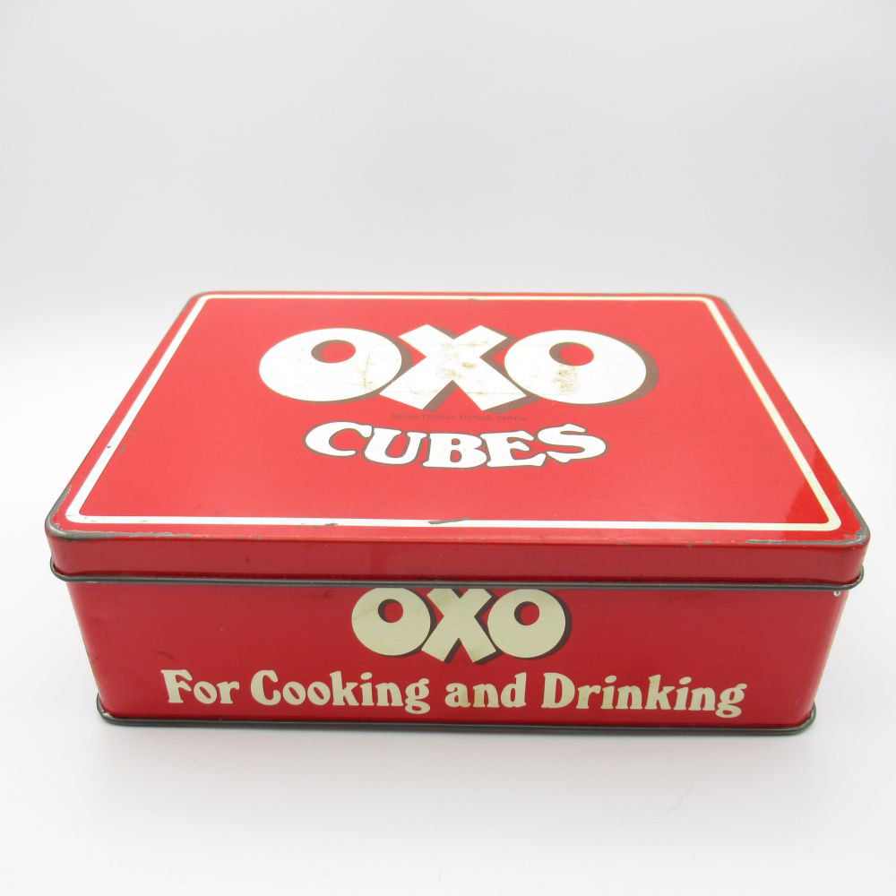 アンティーク雑貨・インテリア ティン缶（ブリキ缶） 小物入れ OXO やや大きめ 1920年頃 ロンドン 英国製