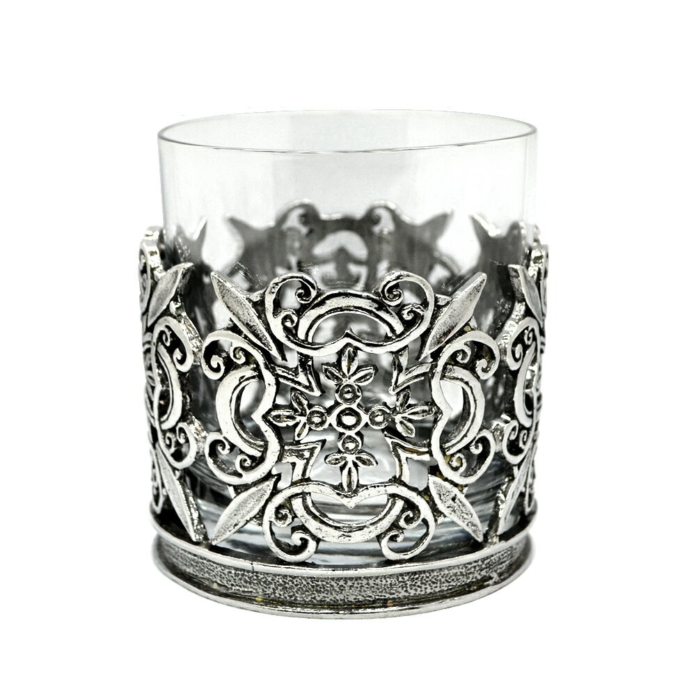 ロックグラス 250ml ピューター装飾 英国製 A.E.Williams フローラル 花 アルコール お酒 大人 かっこいい ギフト プレゼント 贈り物 家飲みのサムネイル