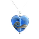 ハンドメイド ベネチアンガラス ネックレス 青 ブルー ハート 英国製 Beach ART GRASS ビーチアートグラス アクセサリー ペンダント スターリングシルバー ギフト プレゼント 贈り物