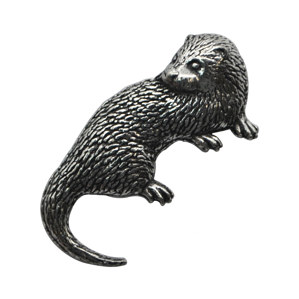 英国製 ピンバッジ カワウソ Brown Pewter ラペルピン メンズ レディース ギフト プレゼント 贈り物 動物 獺 メール便OK