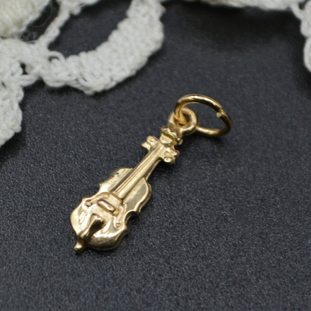 9金 ゴールド チャーム プチ バイオリン イギリス製 アクセサリー パーツ ネックレス ピアス ブレスレット かわいい ギフト プレゼント 贈り物のサムネイル
