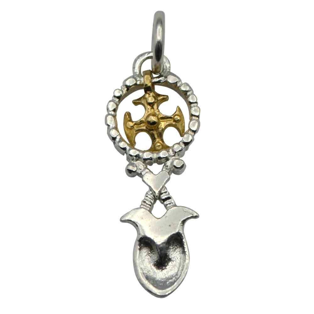 ラブスプーン クロス 9金付き シルバー チャーム イギリス製 ウェールズ 伝統 お守り アクセサリー パーツ ネックレス ピアス ブレスレット 銀 925 か...