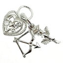 シルバー チャーム ラブセット ハート キューピッドの弓矢 バラ イギリス製 アクセサリー パーツ ネックレス ブレスレット ピアス スターリングシルバー 92...