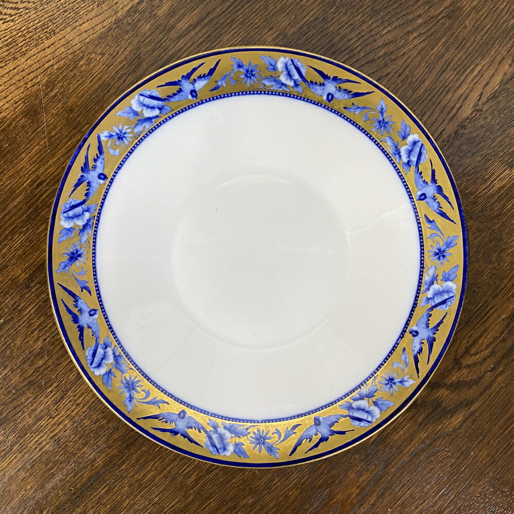 アンティーク プレート 大皿 Shelley シェリー Blue Swallows ブルースワローズ 1910-1916年頃 イギリス ヴィンテージ 食器 陶磁器 キッチン雑貨 テーブルウェア 丸皿